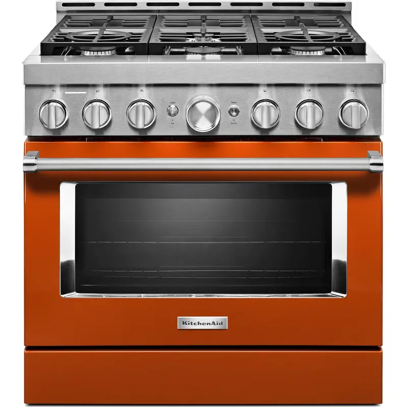 Kitchenaid 36-Inch Gas Range – Smart Commercial-Style, 6-Burner Cooktop, Scorched Orange Finish (Kfgc506Jsc) 1
