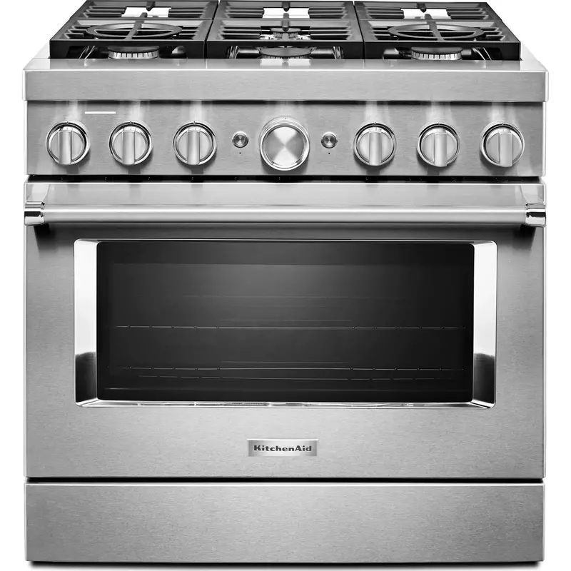 Kitchenaid 36-Inch Gas Range – Smart Commercial-Style, 6-Burner Cooktop, Stainless Steel Finish (Kfgc506Jss) 1