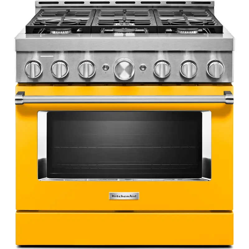 Kitchenaid 36-Inch Gas Range – Smart Commercial-Style, 6-Burner Cooktop, Yellow Pepper Finish (Kfgc506Jyp) 1