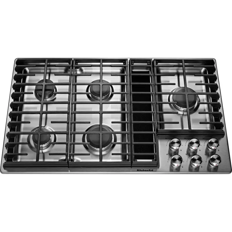 Kitchenaid 36-Inch Stainless Steel Gas Cooktop – 5-Burner Downdraft Model 1