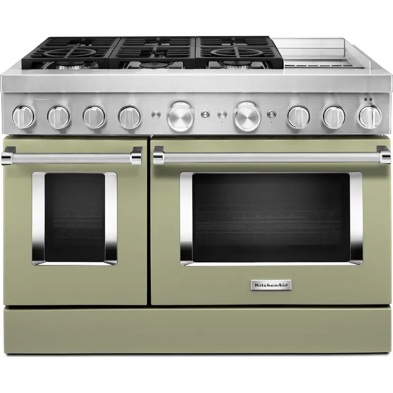 Kitchenaid 48-Inch Dual Fuel Range – Commercial-Style, Smart Griddle, Avocado Cream (Kfdc558Jav) 1