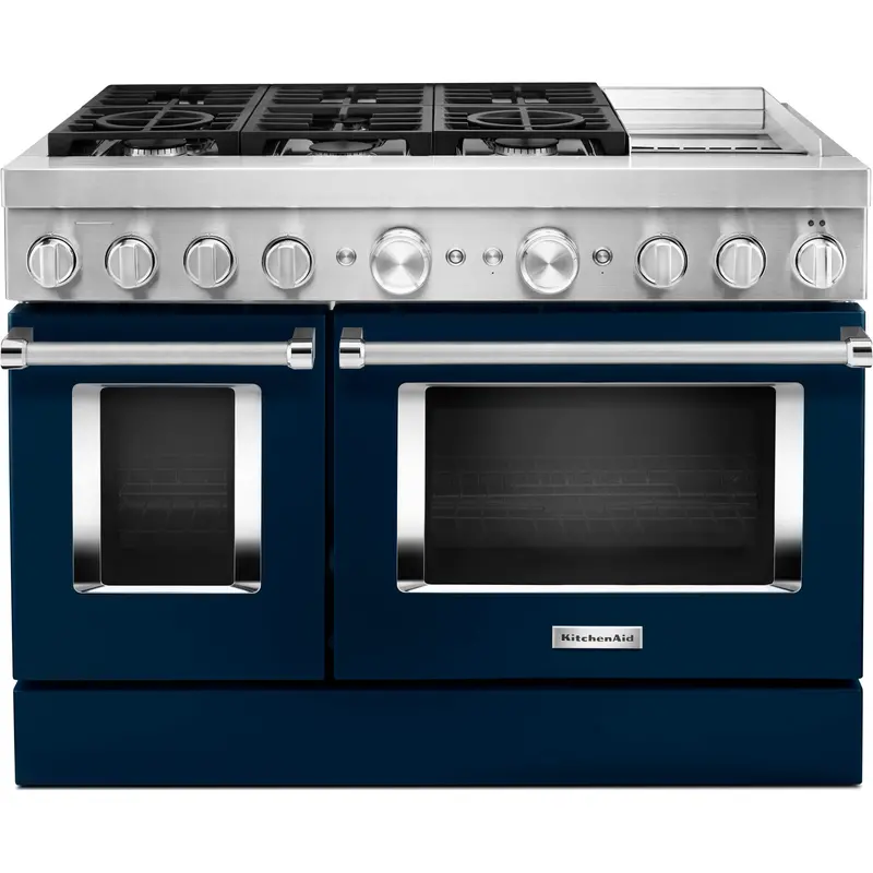 Kitchenaid 48-Inch Dual Fuel Range – Commercial-Style, Smart Griddle, Ink Blue (Kfdc558Jib) 1