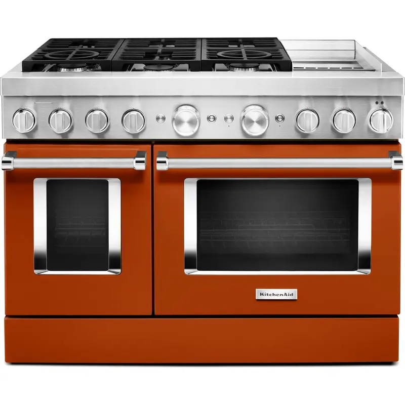 Kitchenaid 48-Inch Dual Fuel Range – Commercial-Style, Smart Griddle, Scorched Orange (Kfdc558Jsc) 1