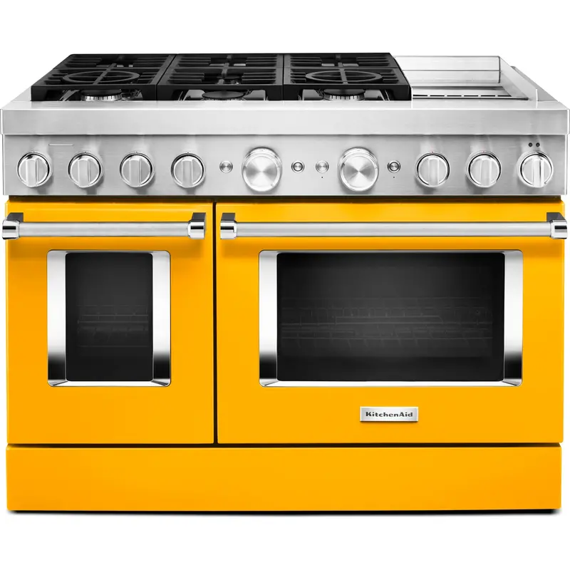 Kitchenaid 48-Inch Dual Fuel Range – Commercial-Style, Smart Griddle, Yellow Pepper (Kfdc558Jyp) 1