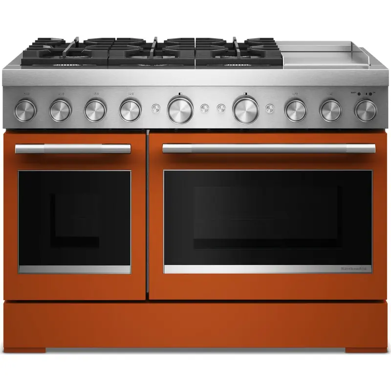 Kitchenaid 48-Inch Dual Fuel Range With Griddle – Scorched Orange 1