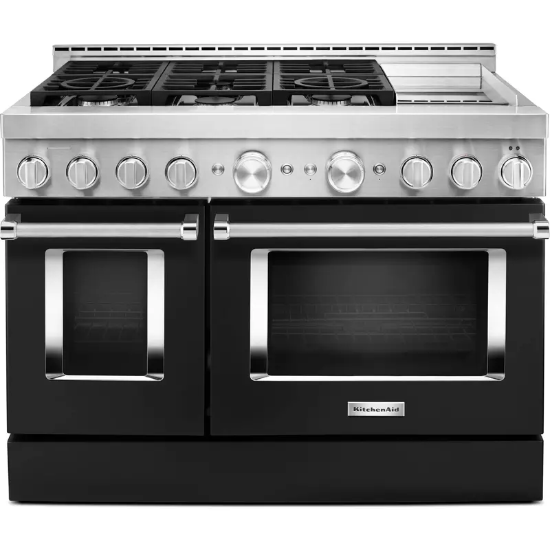 Kitchenaid 48-Inch Imperial Black Commercial-Style Smart Gas Range With Griddle – Kfgc558Jbk 1