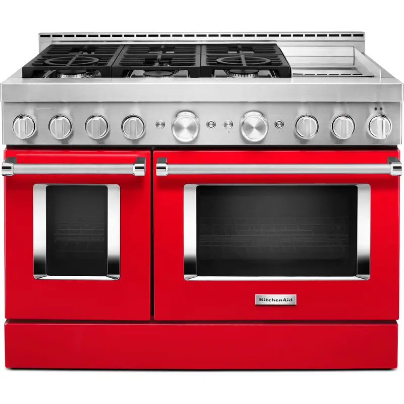 Kitchenaid 48-Inch Passion Red Smart Gas Range With Griddle – Kfgc558Jpa 1