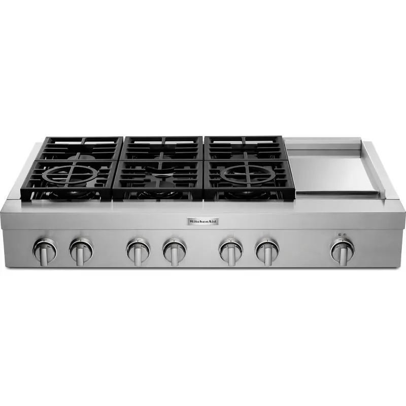 Kitchenaid 48-Inch Stainless Steel Commercial-Style Gas Rangetop With Griddle (Kcgc558Jss) 1