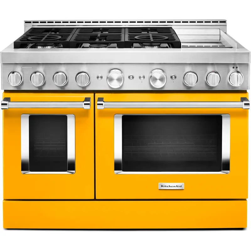 Kitchenaid 48-Inch Yellow Pepper Smart Gas Range With Built-In Griddle – Kfgc558Jyp 1
