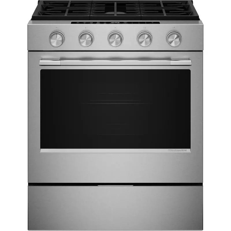 Kitchenaid 5.0 Cu. Ft. Smart Slide-In Gas Range With True Convection, 2-In-1 Burner & Fingerprint-Resistant Stainless Steel (Ksgs530Sps) 1