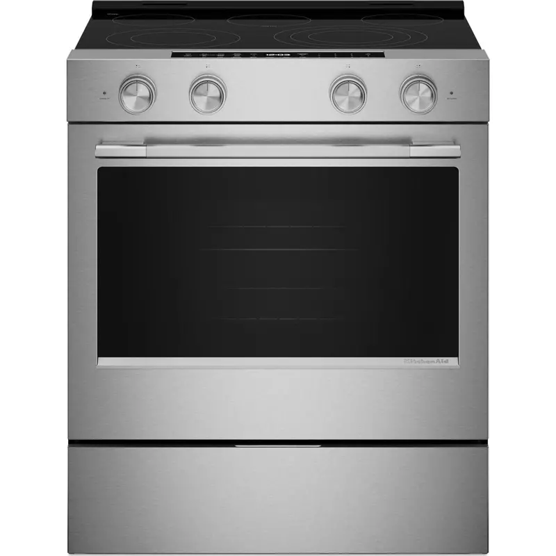 Kitchenaid 5.3 Cu. Ft. Smart Slide-In Electric Range – Convection & Steam Bake Modes, Printshield™ Stainless Finish (Ykses430Sps) 1