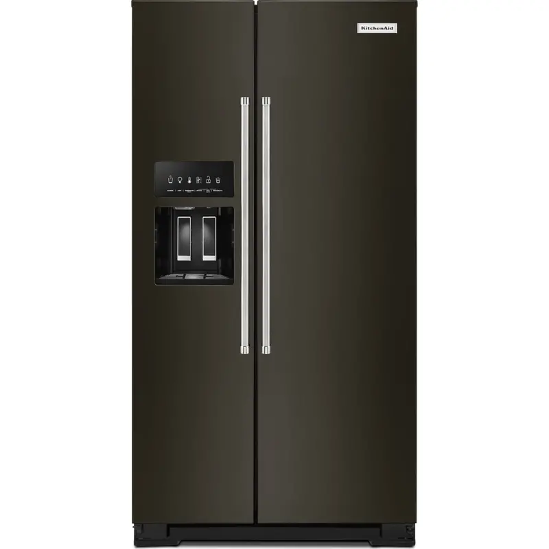 Kitchenaid Black Stainless Side-By-Side Refrigerator – 24.8 Cu. Ft., Exterior Ice/Water, Printshield™ (Krsf705Hbs) 1