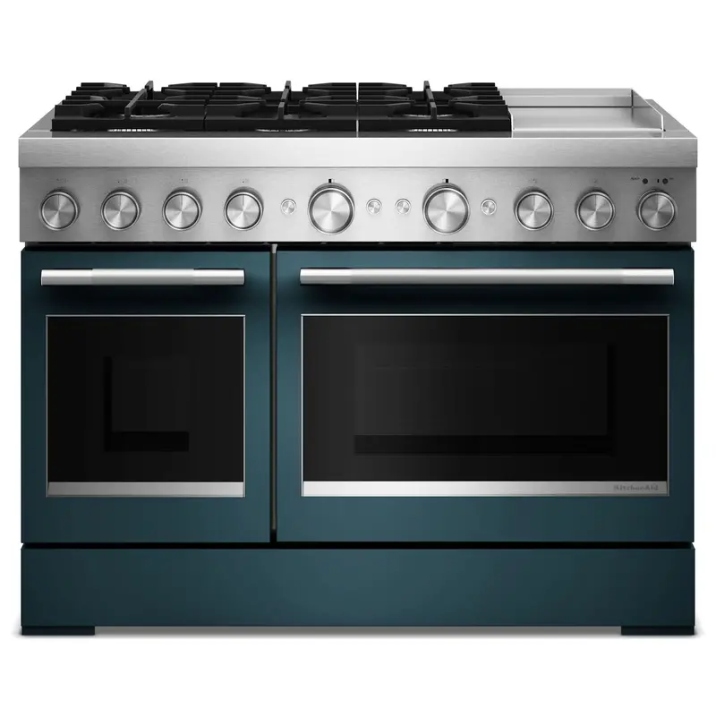 Kitchenaid Kfdd948Sag 48-Inch Dual-Fuel Range – 6-Burner Commercial-Style With Built-In Griddle, Agave Finish 1