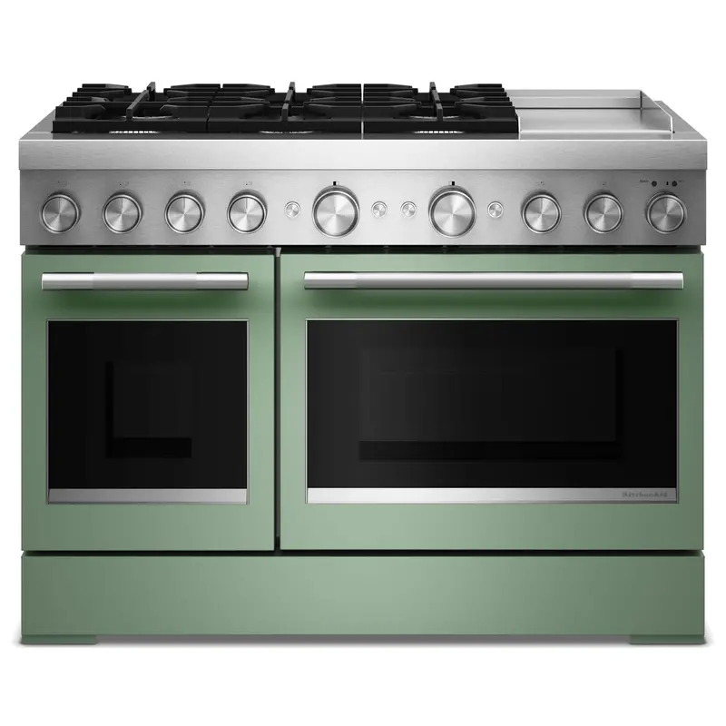Kitchenaid Kfdd948Sdc 48-Inch Dual-Fuel Range – 6-Burner Commercial-Style With Built-In Griddle, Cardamom Finish 1
