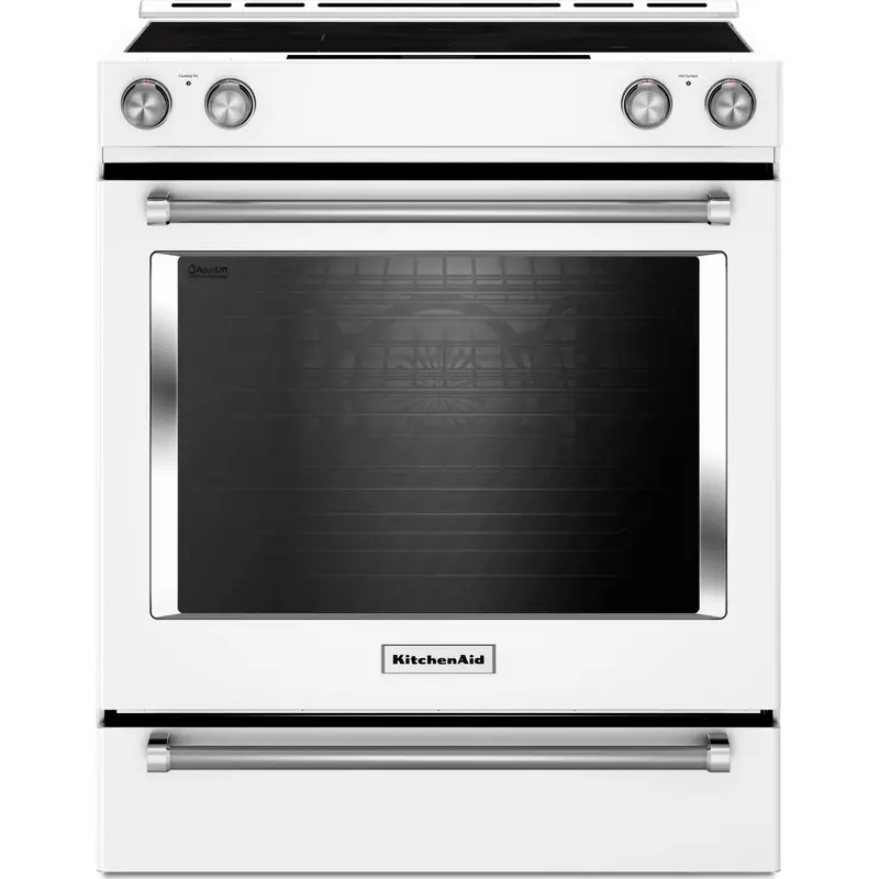 Kitchenaid Ykseb900Ewh 30-Inch White Electric Slide-In Convection Range – 5-Element, Baking Drawer 1