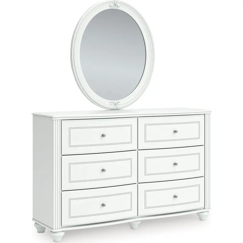 Kozlani White Dresser With Matching Mirror 1
