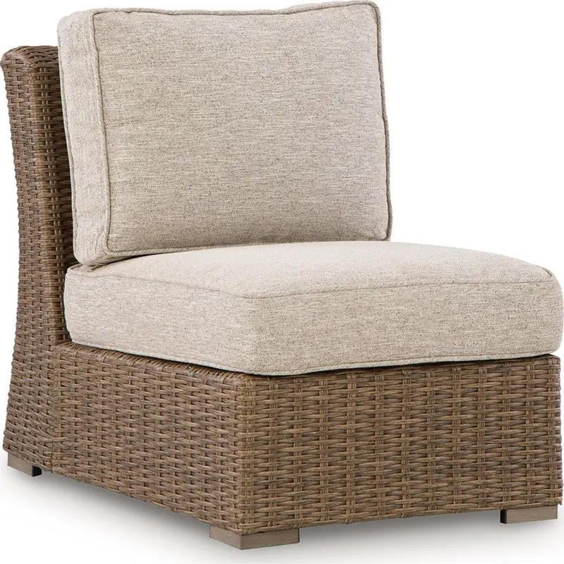 Laguna Heights Beige Outdoor Armless Patio Chair With Cushion 1