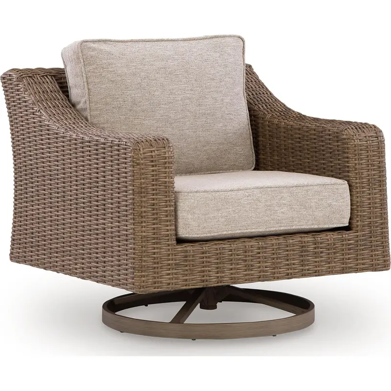Laguna Heights Beige Outdoor Swivel Lounge Chair With Cushion 1