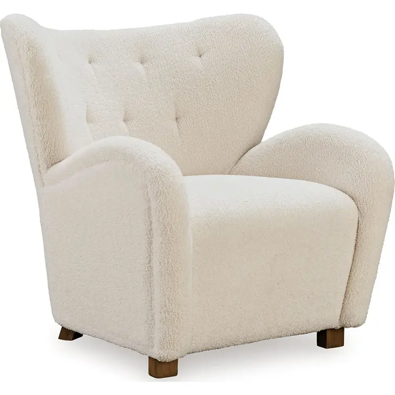 Larbell Modern Accent Chair In Soft Ecru Upholstery 1