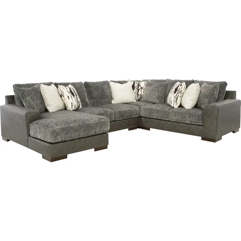 Larkstone Four-Piece L-Shaped Sectional In Pewter Gray Upholstery 1