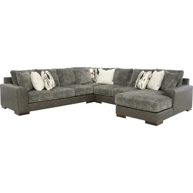Larkstone Pewter Upholstered 4-Piece Sectional Sofa Set 1