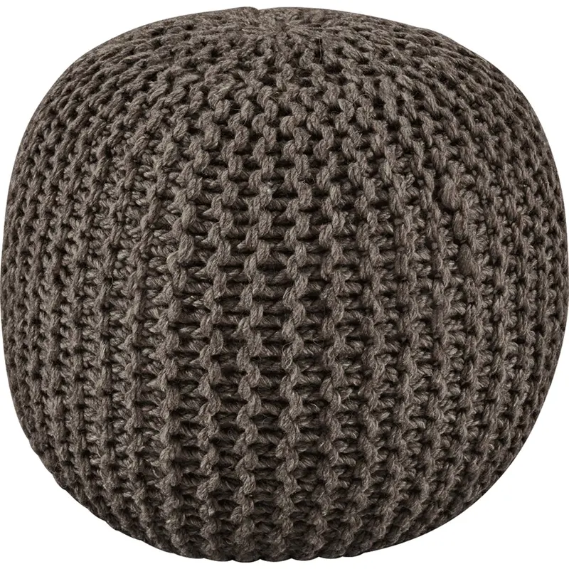 Latricia Round Storage Pouf In Charcoal Velvet 1
