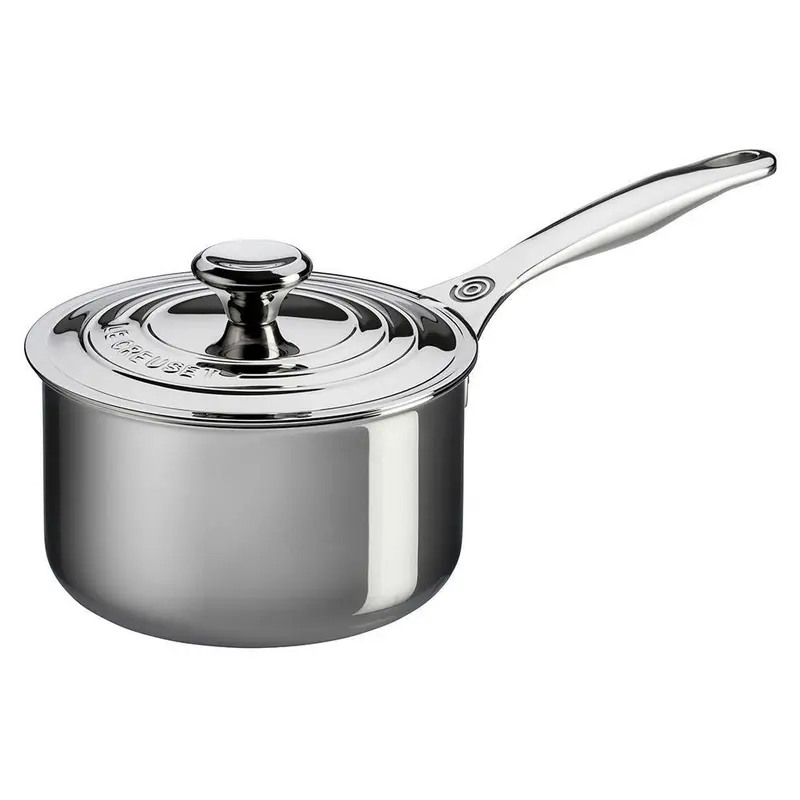 Le Creuset 3-Quart Stainless Steel Saucepan With Tempered Glass Lid 1