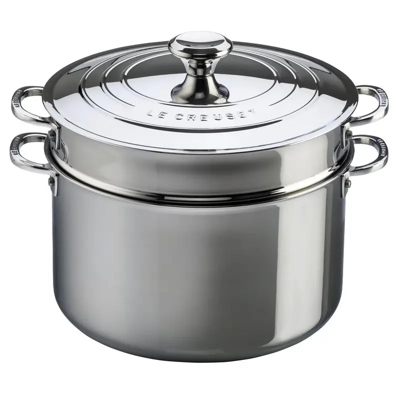 Le Creuset Stainless Stockpot – 9-Quart With Lid And Deep Colander Insert (10-Inch Diameter) 1
