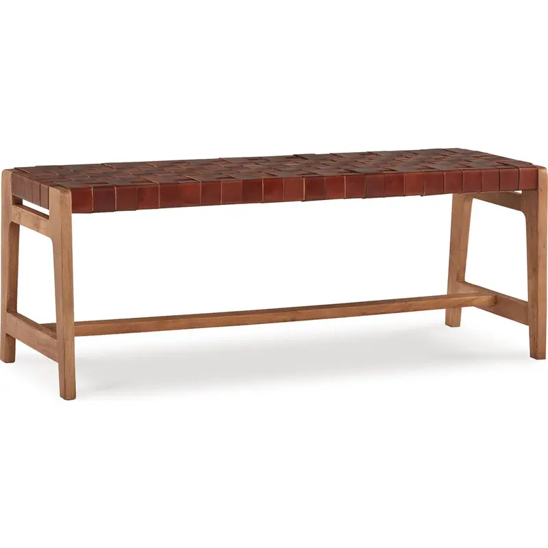 Lemmund Natural And Brown Wooden Bench With Rustic Charm 1