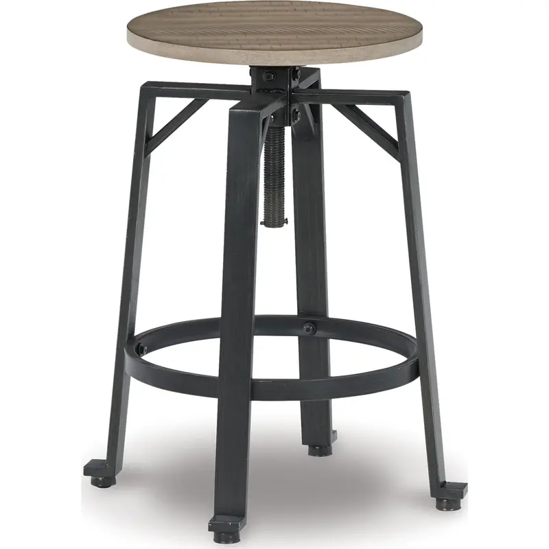 Lesterton Adjustable Bar Stool – Light Brown Frame With Black Seat (D334-024) 1