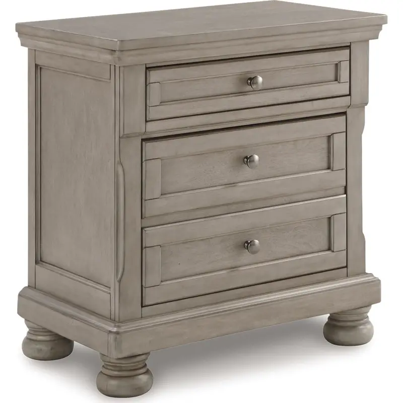 Lettner Light Gray Bedside Nightstand 1