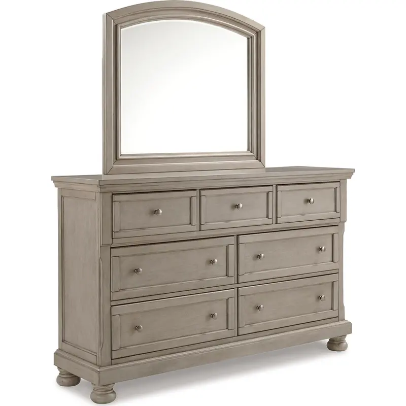 Lettner Light Gray Dresser And Mirror – Sleek 7-Drawer Bedroom Collection 1