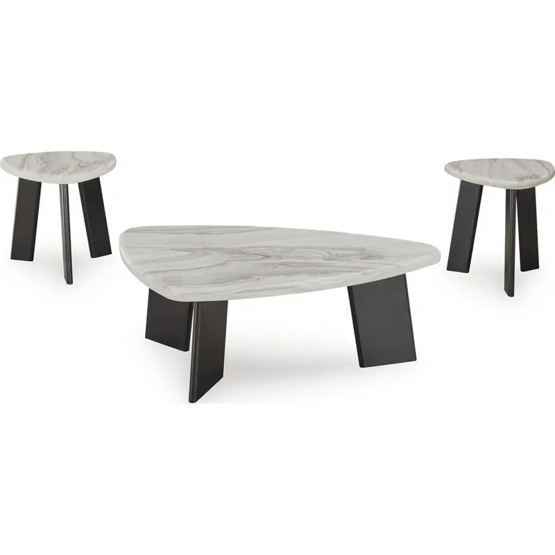 Lilyberg Gray And Black 3-Piece Outdoor Nesting Tables Set 1