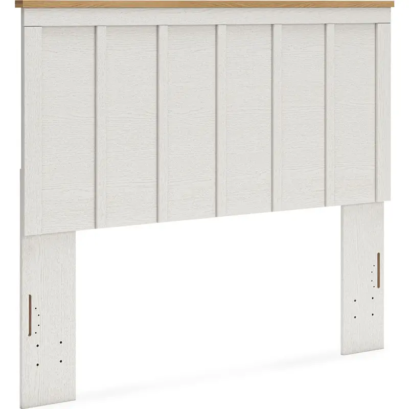 Linnocreek White And Warm Brown Queen-Sized Panel Headboard 1