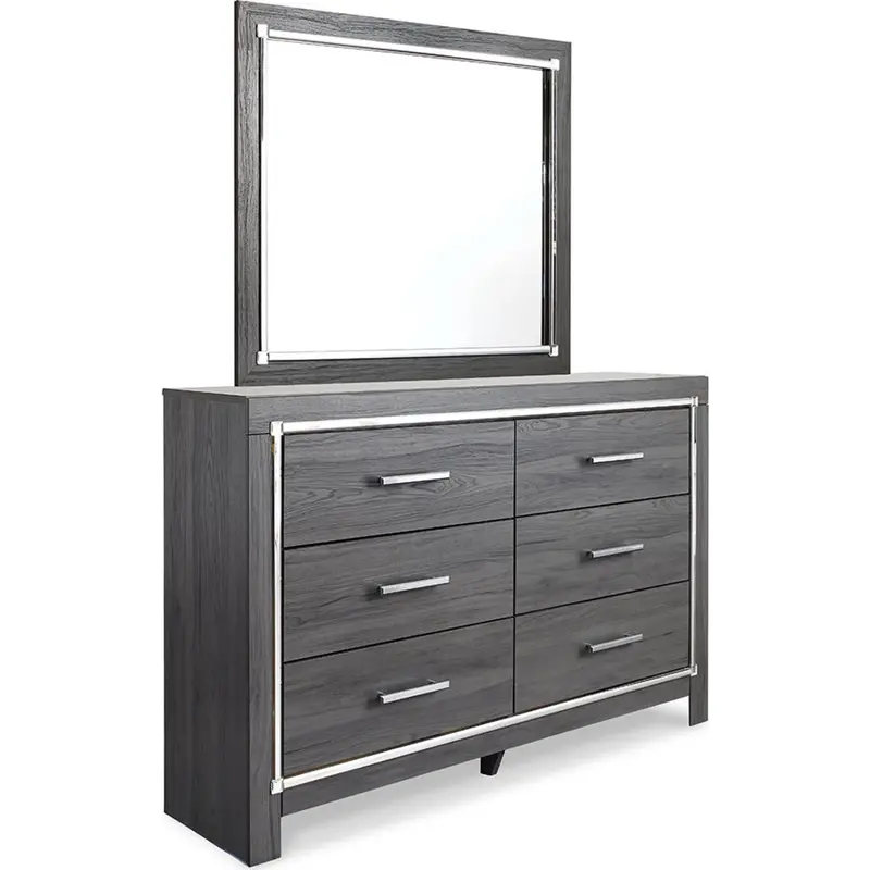 Lodanna Gray Dresser And Matching Mirror – Modern 6-Drawer Bedroom Set 1