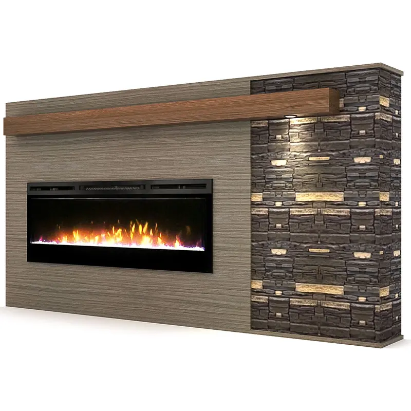 Logan Electric Fireplace Console In Rift Grey Finish 1
