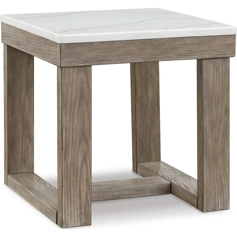 Loyaska Brown And Ivory Wood End Table With Drawer 1