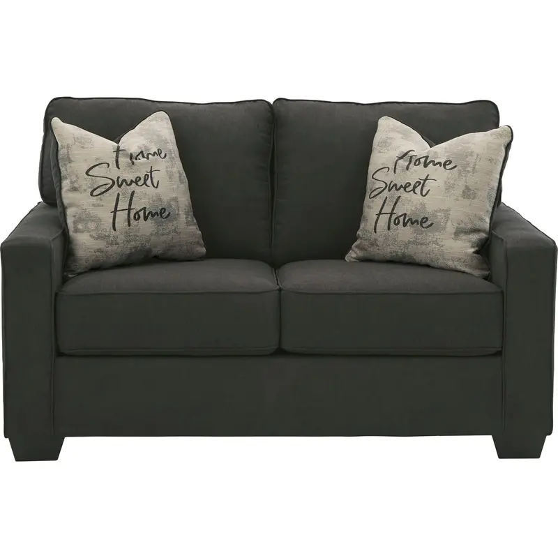 Lucina Compact Loveseat In Textured Charcoal Fabric 1