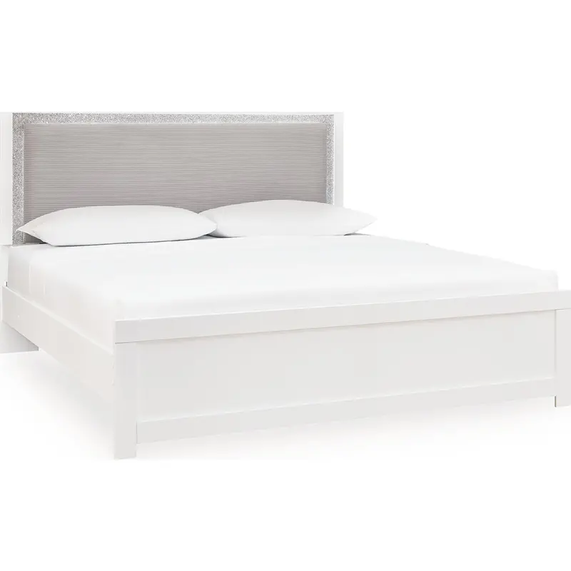 Maeling White King-Size Panel Bed Frame 1