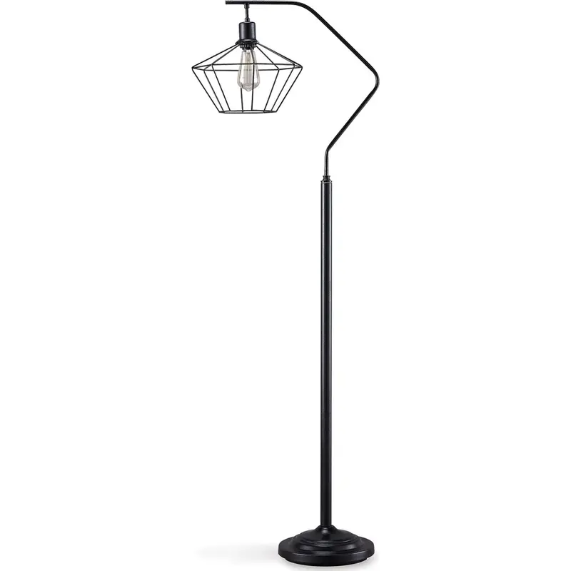 Makeika Black Floor Lamp – Adjustable Height, 62-Inch Arc Design With Fabric Shade 1