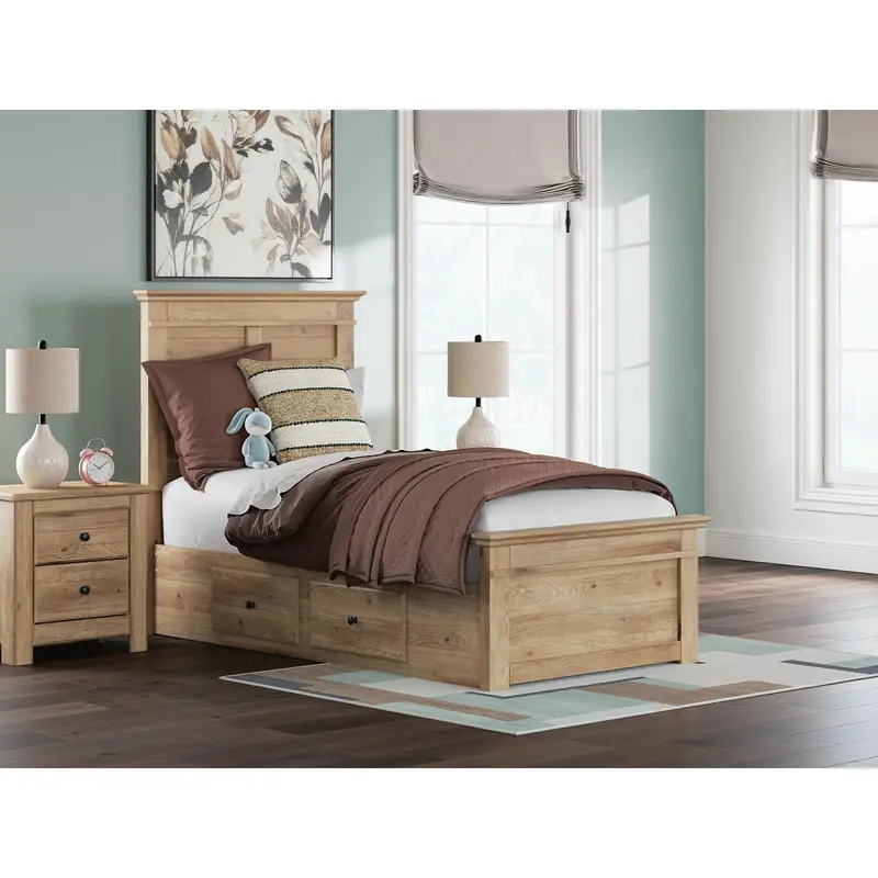 Makidern Tan Twin Storage Bed Frame 1