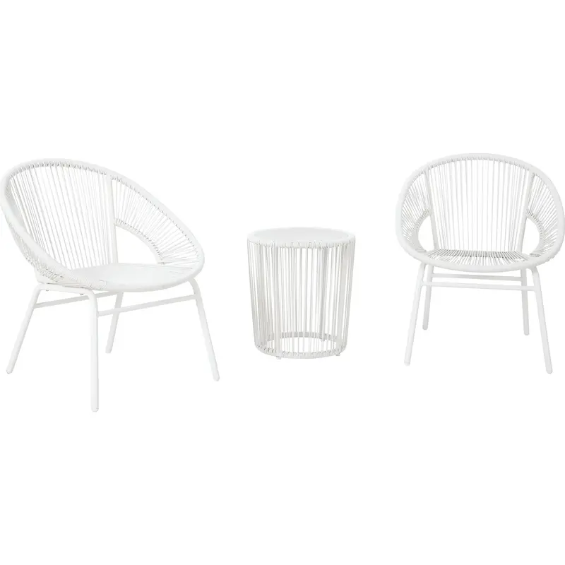 Mandarin Cape White Outdoor Conversation Set – 3-Piece Patio Ensemble 1