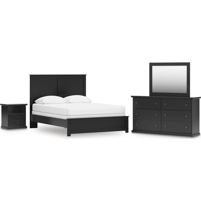 Maribel 6-Piece Black Panel Bedroom Set 1