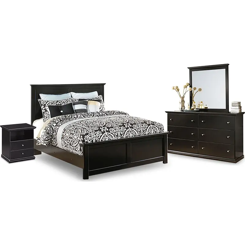 Maribel Black 6-Piece Queen Panel Bedroom Set 1