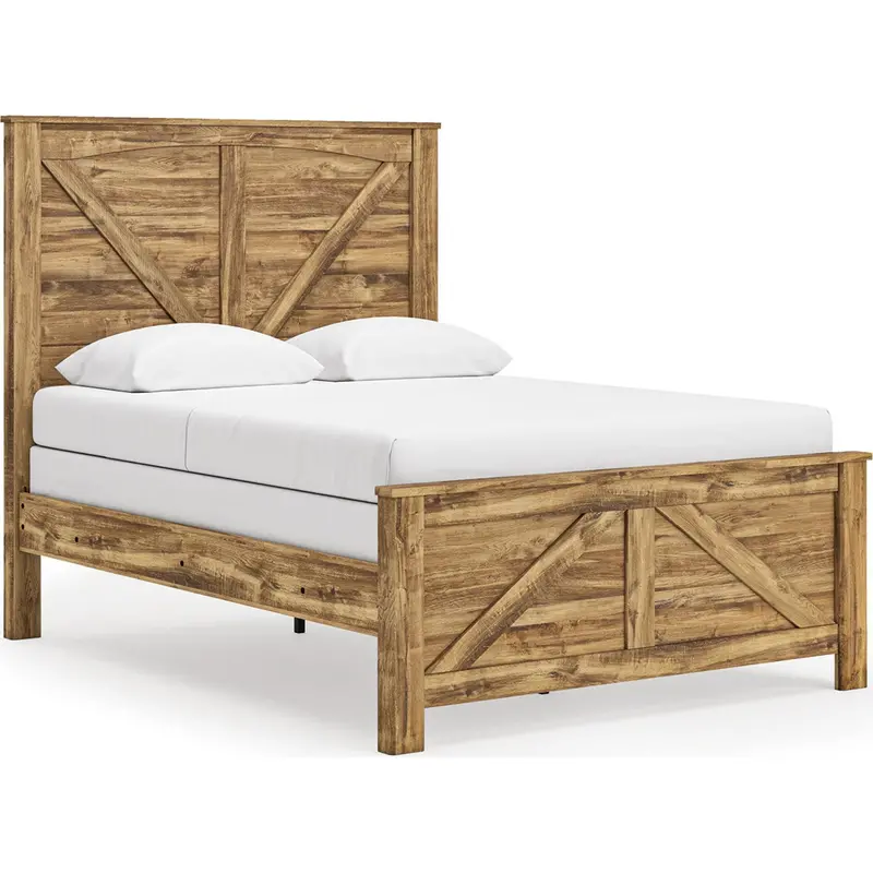 Maystonna Crossbuck King Panel Bed – Warm Brown Farmhouse Look 1