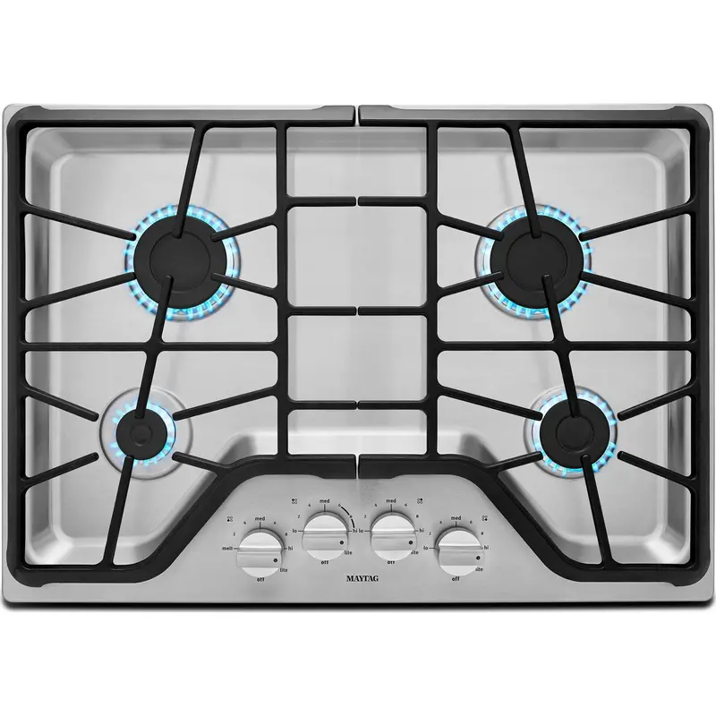 Maytag 30-Inch 4-Burner Gas Cooktop With Powerburner – Stainless Steel (Mgc7430Ds) 1