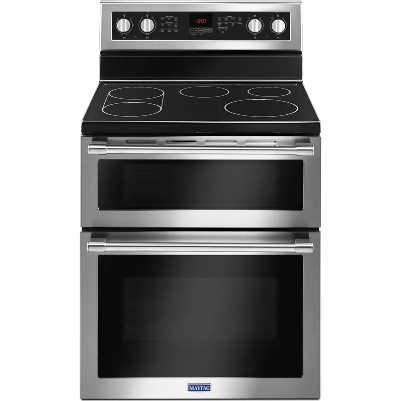 Maytag Stainless Steel 30-Inch Double Oven Electric Range – 6.7 Cu. Ft. True Convection (Ymet8800Fz) 1