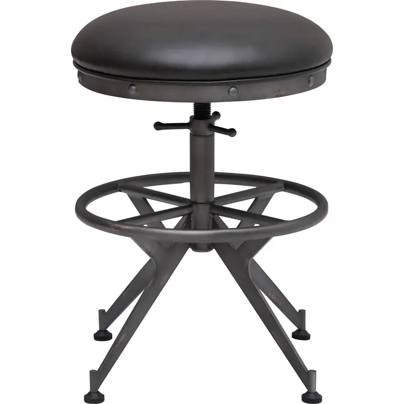 Medici Charcoal Brown Leather-Finish Bar Stool 1
