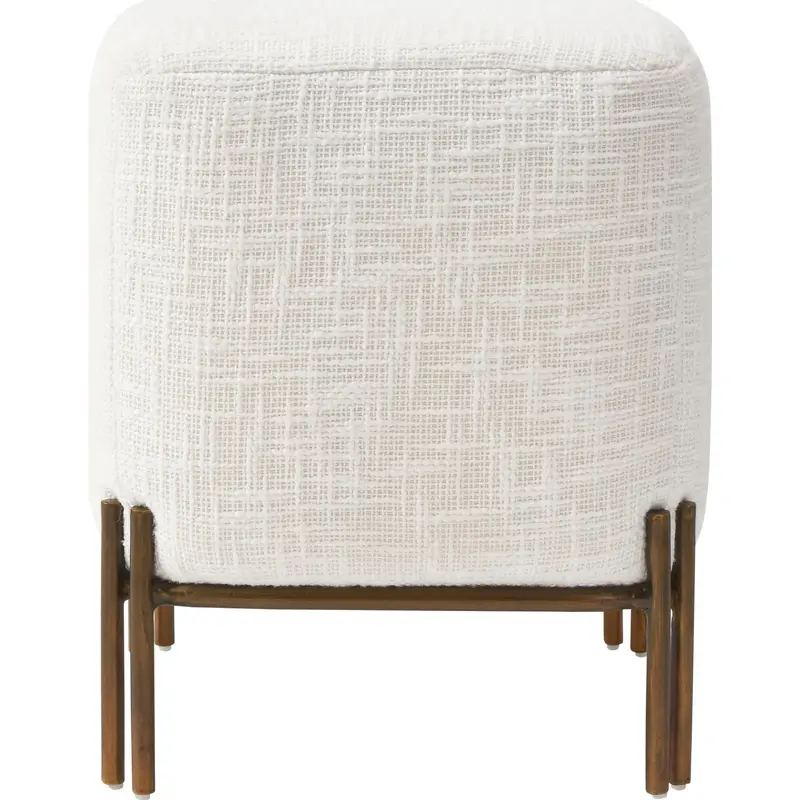 Meline White Upholstered Stool 1