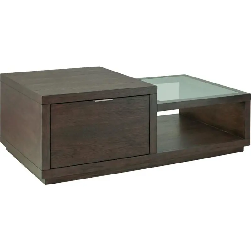 Merrick Homestead Brown Coffee Table With Rustic Wood Grain Finish 1